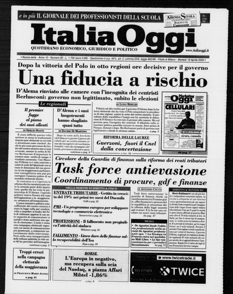 Italia oggi : quotidiano di economia finanza e politica